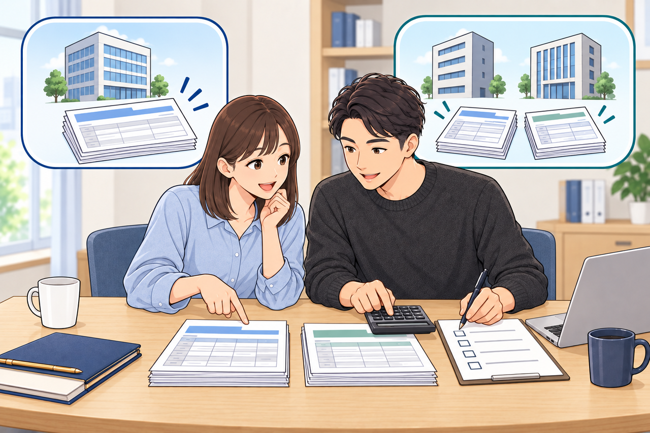 給与を受け取る勤務先が1か所の場合と2か所以上の場合を分けて資料を確認する図