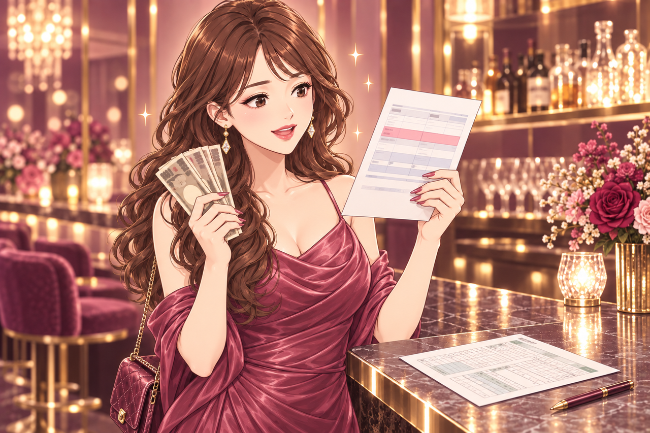 明細と現金を受け取り、安心している女性
